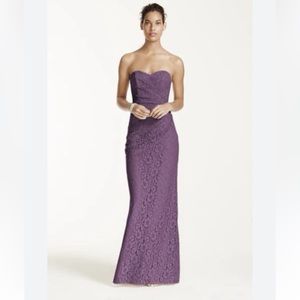 SOLD - Strapless Lace Floor Length Gown
